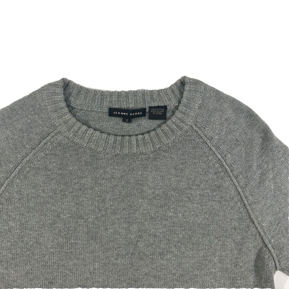 Jeanne Pierre Gray Crewneck Sweater Raglan Sleeve Rib Knit Trim Womens S - Picture 4 of 8